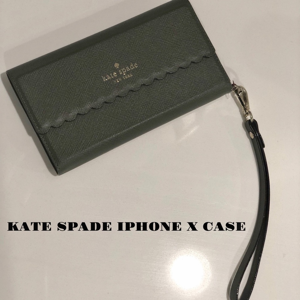 Kate Spade IPhone X wallet case olive green